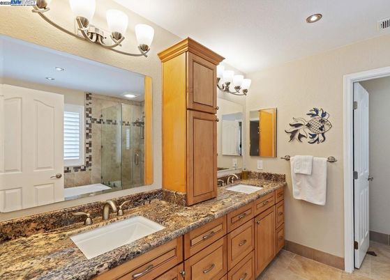 Bathroom, Dual Sink Vanities, Glass Shower, Interior, Recessed Lighting