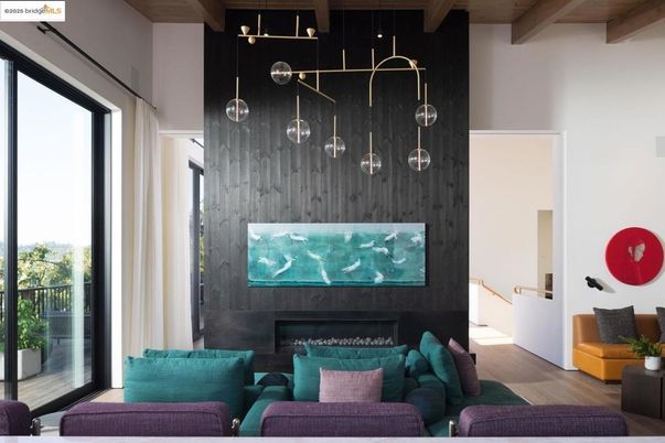 Interior, Living room, Pendant Lights, Wooden Beams, Wood Texture Flooring