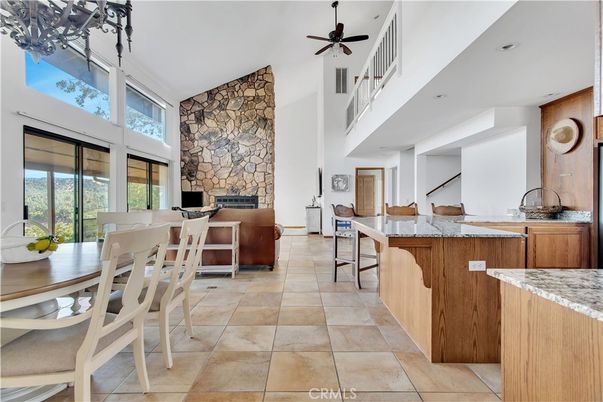 Dining room, Fireplace, Interior, Stone Walls