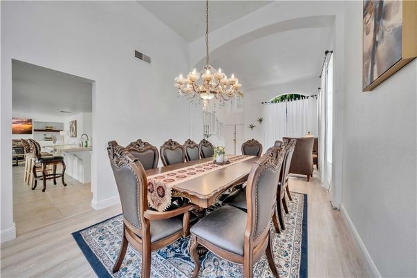 Chandelier, Dining room, Interior, Wood Texture Flooring