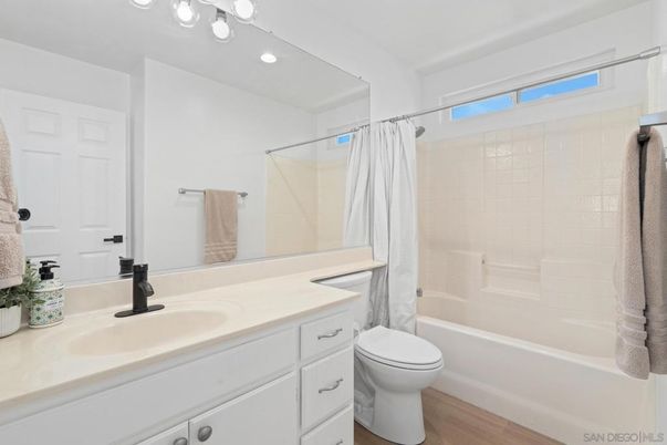 Bathroom, Glass Shower, Interior, Recessed Lighting, Wood Texture Flooring