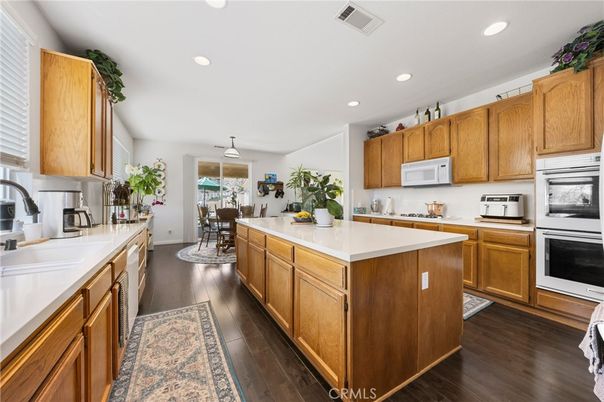 Dining room, Interior, Kitchen, Pendant Lights, Recessed Lighting, Wood Texture Flooring