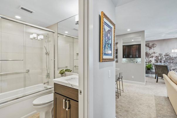 Bathroom, Glass Shower, Interior, Recessed Lighting