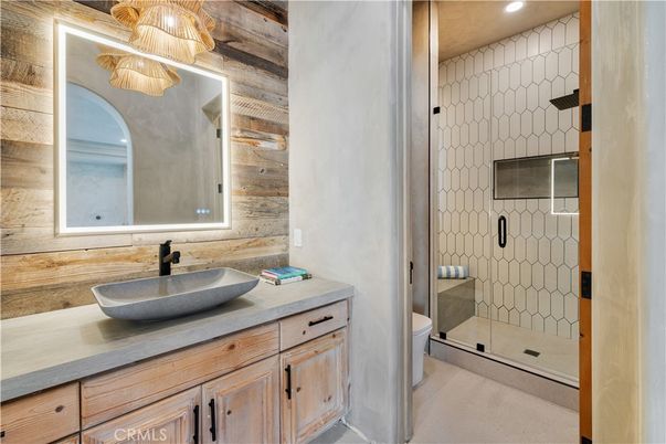 Bathroom, Glass Shower, Interior, Wooden Walls
