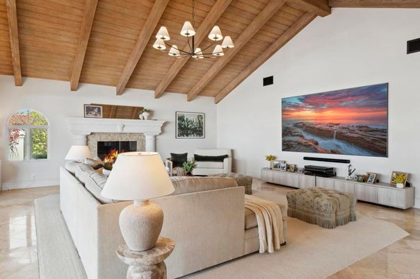 Chandelier, Fireplace, Interior, Living room, Wooden Beams, Wooden Ceilings