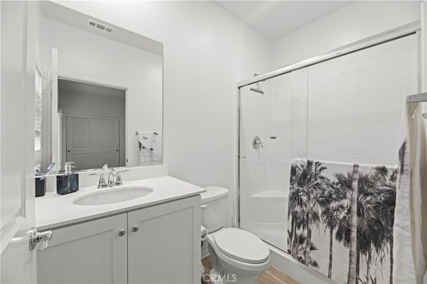 Bathroom, Glass Shower, Interior, Wood Texture Flooring