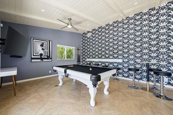 Billiard Table, Game Room, Interior, Recessed Lighting