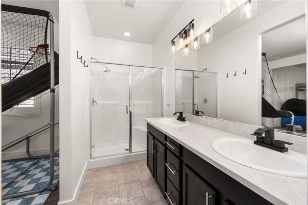 Bathroom, Dual Sink Vanities, Glass Shower, Interior, Recessed Lighting