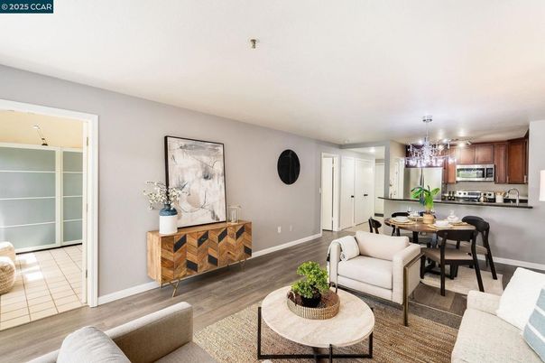 Dining room, Interior, Kitchen, Living room, Pendant Lights, Wood Texture Flooring