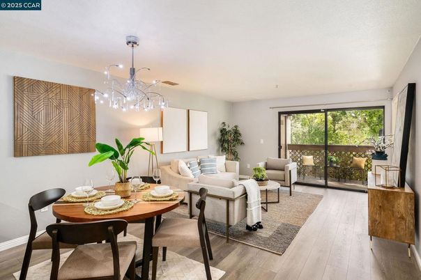 Dining room, Interior, Living room, Pendant Lights, Wood Texture Flooring