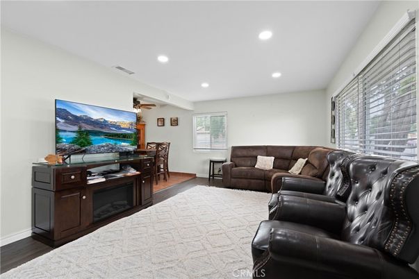 Dining room, Interior, Living room, Recessed Lighting, Wood Texture Flooring