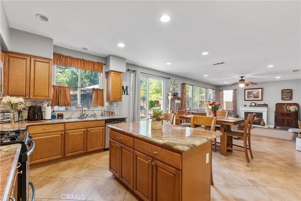 Dining room, Fireplace, Interior, Kitchen, Recessed Lighting
