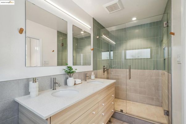 Bathroom, Dual Sink Vanities, Glass Shower, Interior, Recessed Lighting