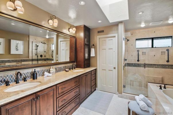 Bathroom, Dual Sink Vanities, Glass Shower, Interior, Recessed Lighting