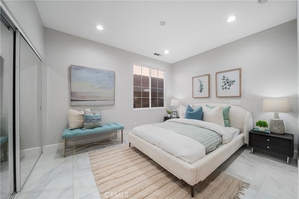 Bedroom, Interior, Marble, Recessed Lighting