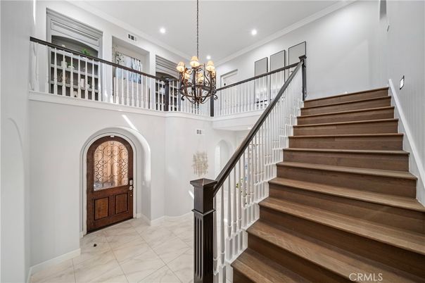 Chandelier, Interior, Marble, Recessed Lighting