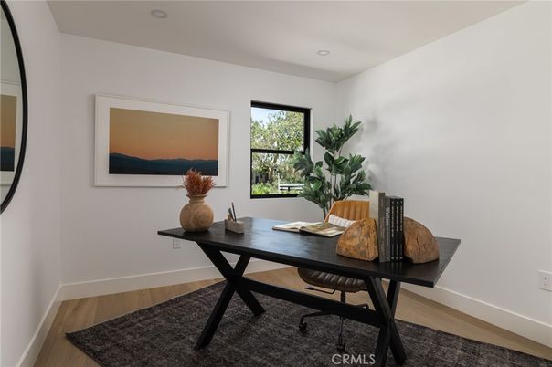 Home Office, Interior, Recessed Lighting, Wood Texture Flooring