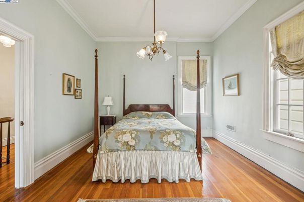 Bedroom, Interior, Pendant Lights, Wood Texture Flooring