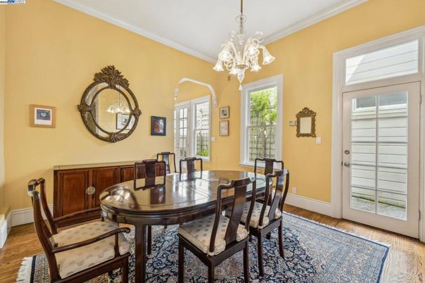 Chandelier, Dining room, Interior, Wood Texture Flooring