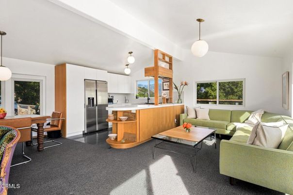 Dining room, Interior, Kitchen, Living room, Pendant Lights, Stainless Steel Appliances