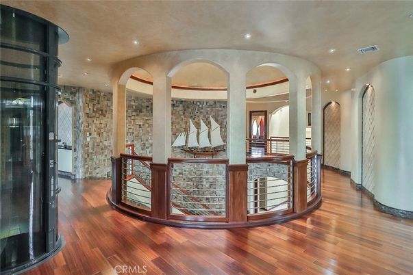 Interior, Recessed Lighting, Stone Walls, Wood Texture Flooring
