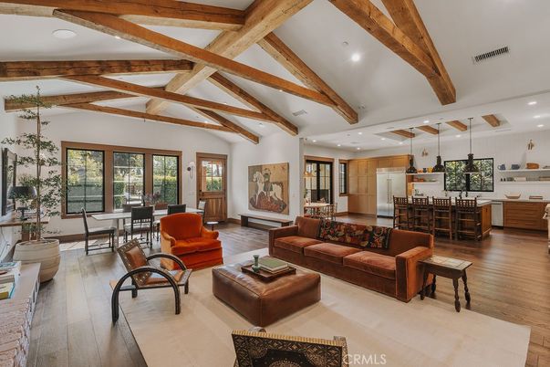 Dining room, Interior, Kitchen, Living room, Pendant Lights, Recessed Lighting, Wooden Beams, Wood Texture Flooring