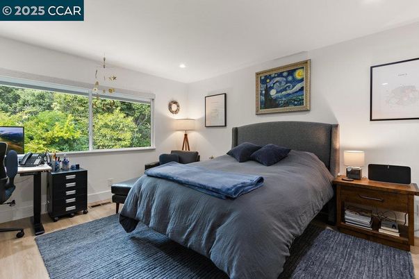 Bedroom, Home Office, Interior, Recessed Lighting, Wood Texture Flooring