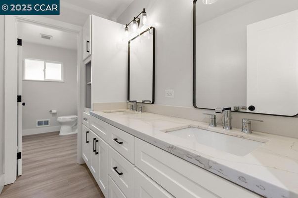 Bathroom, Dual Sink Vanities, Interior, Wood Texture Flooring