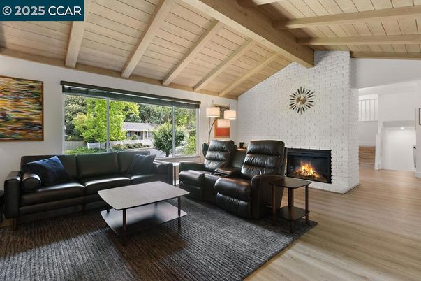 Fireplace, Interior, Living room, Stone Walls, Wooden Beams, Wooden Ceilings, Wood Texture Flooring