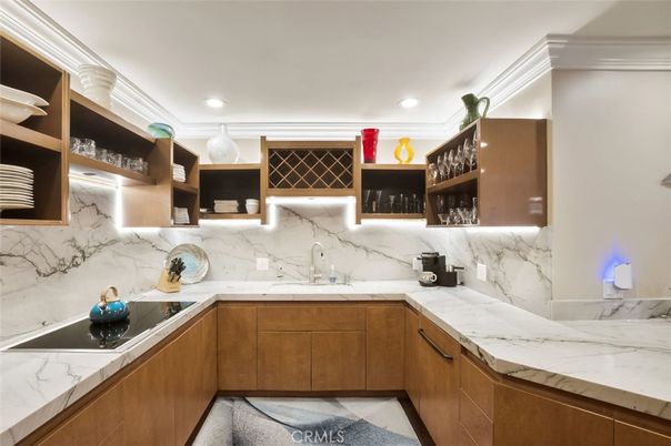 Interior, Kitchen, Marble Walls, Recessed Lighting