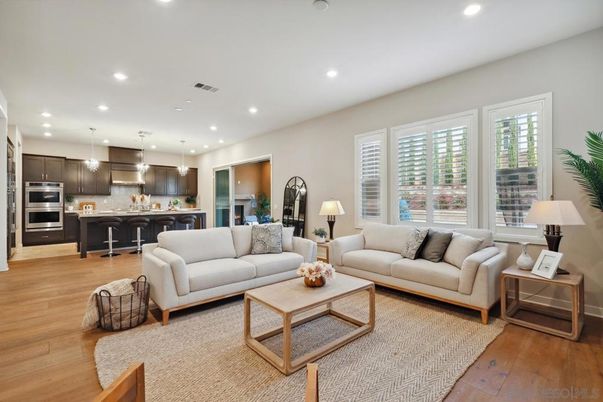 Interior, Kitchen, Living room, Pendant Lights, Recessed Lighting, Stainless Steel Appliances, Wood Texture Flooring