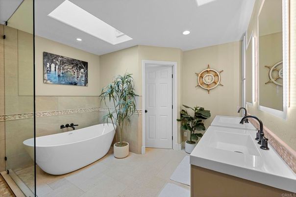 Bathroom, Dual Sink Vanities, Free Standing Baths, Glass Shower, Interior, Recessed Lighting