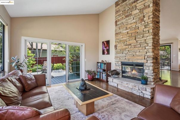 Fireplace, Interior, Living room, Stone Walls, Wood Texture Flooring
