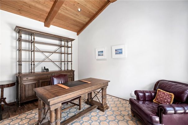 Home Office, Interior, Recessed Lighting, Wooden Beams, Wooden Ceilings, Wood Texture Flooring