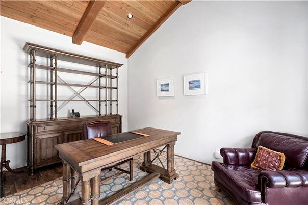 Home Office, Interior, Recessed Lighting, Wooden Beams, Wooden Ceilings, Wood Texture Flooring