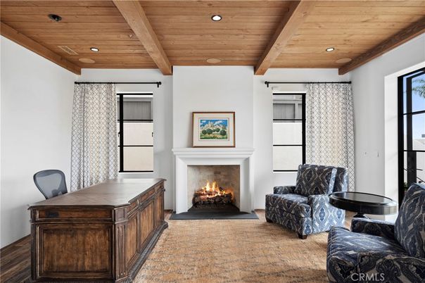 Fireplace, Interior, Recessed Lighting, Wooden Beams, Wooden Ceilings, Wood Texture Flooring