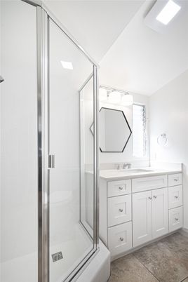 Bathroom, Dual Sink Vanities, Glass Shower, Interior
