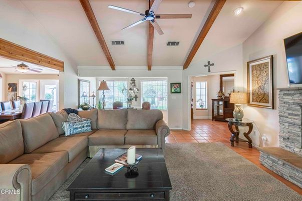 Interior, Living room, Recessed Lighting, Wooden Beams