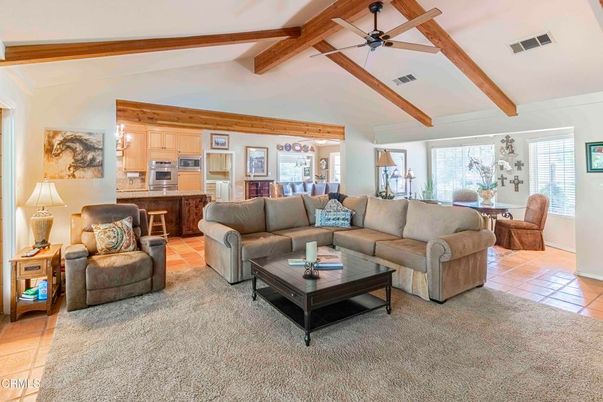 Interior, Kitchen, Living room, Stainless Steel Appliances, Wooden Beams