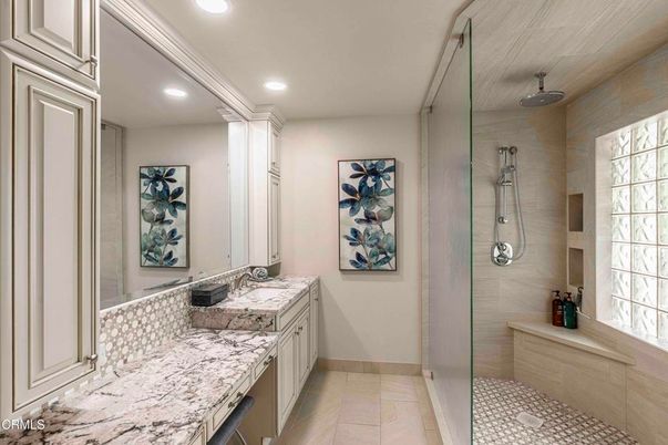Bathroom, Glass Shower, Interior, Recessed Lighting
