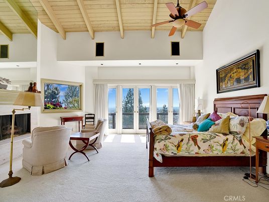 Bedroom, Fireplace, Interior, Recessed Lighting, Wooden Beams, Wooden Ceilings
