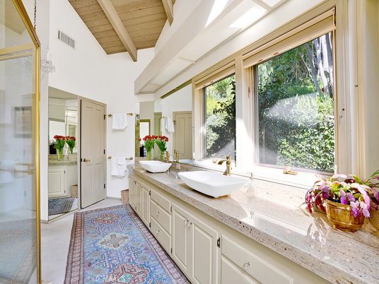 Bathroom, Dual Sink Vanities, Glass Shower, Interior, Wooden Beams, Wooden Ceilings