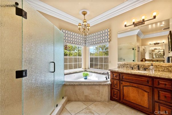 Bathroom, Chandelier, Glass Shower, Interior