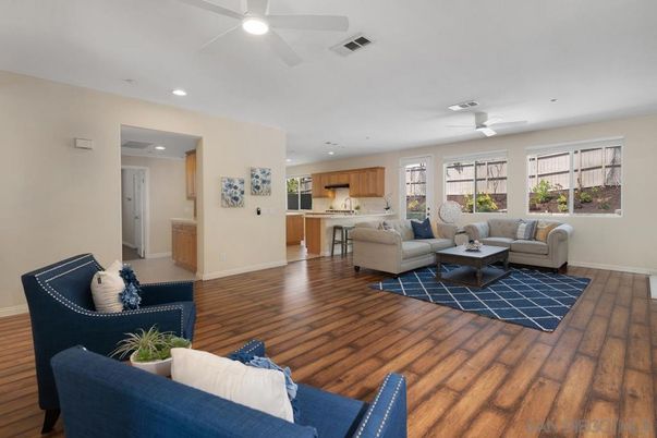Interior, Kitchen, Living room, Recessed Lighting, Wood Texture Flooring