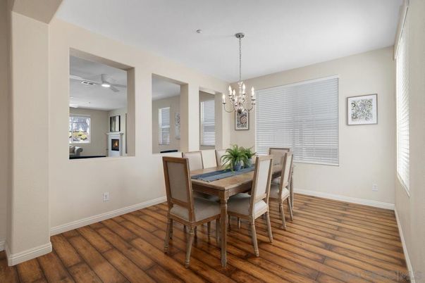 Chandelier, Dining room, Interior, Wood Texture Flooring