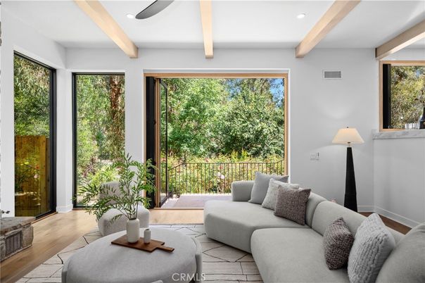 Interior, Living room, Recessed Lighting, Wooden Beams, Wood Texture Flooring