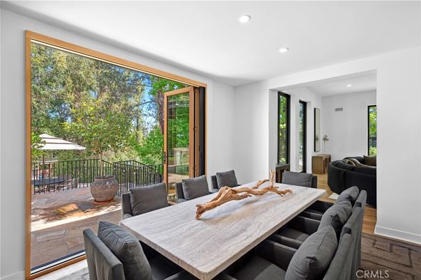 Dining room, Interior, Recessed Lighting, Wood Texture Flooring