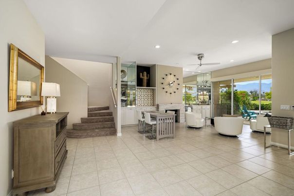 Dining room, Fireplace, Interior, Living room, Recessed Lighting