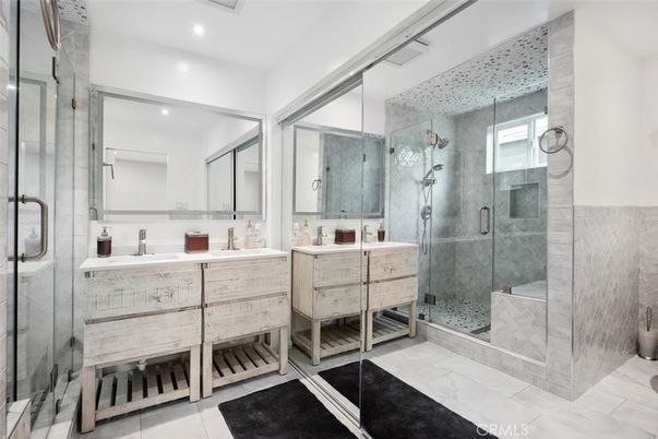 Bathroom, Dual Sink Vanities, Glass Shower, Interior, Recessed Lighting