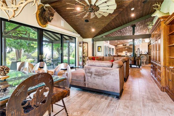 Dining room, Interior, Kitchen, Living room, Recessed Lighting, Wooden Ceilings, Wood Texture Flooring